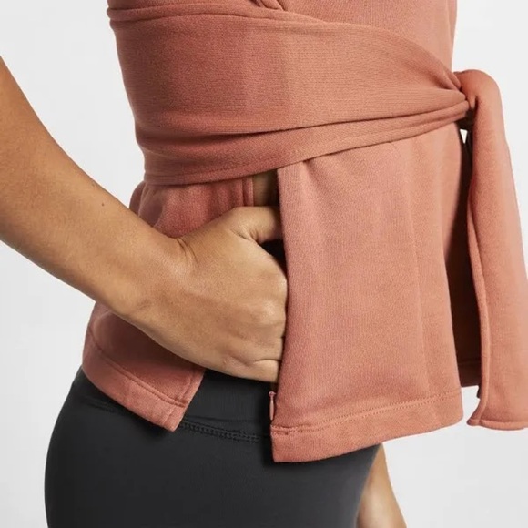 Nike Studio Short Sleeve Wrap Top Yoga in Terra Cotta - Picture 5 of 8